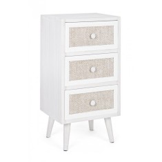 Comoda 3 sertare lemn alb natur Montiel 38x30.5x72.5 cm