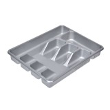 Suport tacamuri pentru sertar, 26.5 x 34 x 4.5 cm, plastic, 5 compartimente, Gri, General