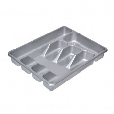 Suport tacamuri pentru sertar, 26.5 x 34 x 4.5 cm, plastic, 5 compartimente, Gri