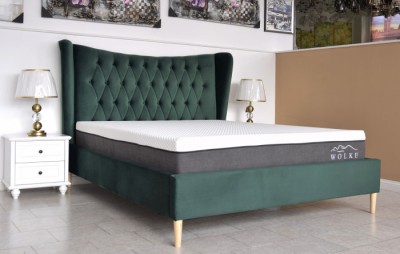 Pat Lora 160x200 cm Tapitat Catifea Verde Somiera Inclusa (cod ML 2302-14) foto