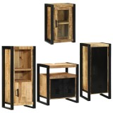 Set de mobilier pentru baie 4 buc. Maro Lemn de mango solid