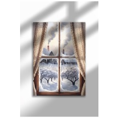 Poster p&acirc;nză pentru fereastră fără ramă - Imprimeu digital &icirc;n stil acuarelă - Fereastră mată cu perdele | A4 (21 x 29.7 cm)