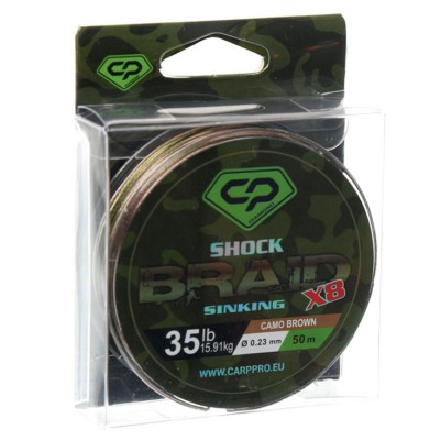 Shock Leader Carp Pro Diamond Shock Braid PE X8 0.23mm 50m Camo Brown foto