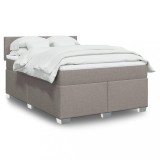 vidaXL Pat box spring cu saltea, gri taupe, 140x200 cm, textil