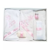 Cumpara ieftin Trusou Botez 6 piese personalizat cu broderie - &quot;Cu drag de la Nasi&quot; - Ingeras - ALB - ROZ- TB116