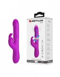 Vibrator Pretty Love Reese, Functii de Vibratii, Rotatii, Impingere, Silicon, USB, Fuchsia, 24.8 cm