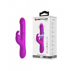 Vibrator Pretty Love Reese, Functii de Vibratii, Rotatii, Impingere, Silicon, USB, Fuchsia, 24.8 cm