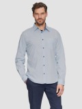 Camasa barbati cu maneca lunga, croiala Slim Fit si imprimeu cu puncte, Albastru deschis, M, 2XL, 3XL
