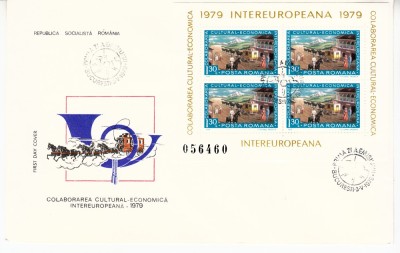 C12 - FDC Romania - Colaborarea cultural economica - blocuri - LP977 - 1979 foto