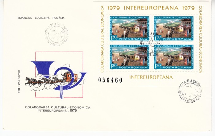 C12 - FDC Romania - Colaborarea cultural economica - blocuri - LP977 - 1979