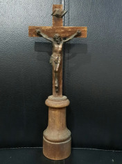 Crucifix lemn si metal, 22.8x8.5cm foto
