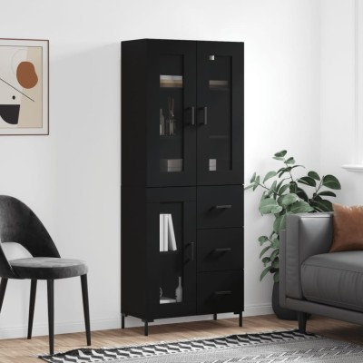 vidaXL Dulap &amp;icirc;nalt, negru, 69,5x34x180 cm, lemn compozit 3198594 foto