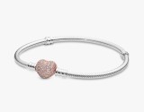 Cumpara ieftin Bratara dama Pandora Moments 586292CZ Pave Heart, argintiu rose gold - RESIGILAT