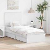 Cumpara ieftin Pat cu storage cu headboard Alb 75 x 190 cm Lemn compozit
