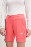 Jack Wolfskin pantaloni scurți outdoor Hiking Alpine culoarea roz, neted, medium waist, 1509141