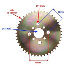 Pinion spate atv Bashan 200-250cc, pas 428, 45 dinti, Rival Store