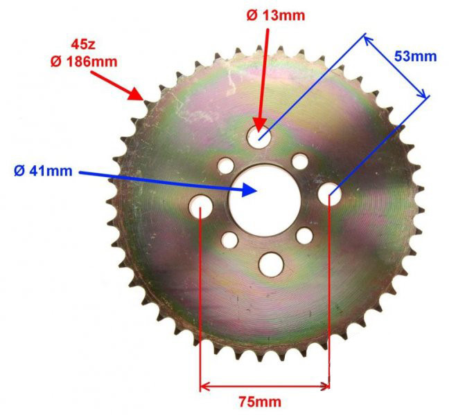 Pinion spate atv Bashan 200-250cc, pas 428, 45 dinti, Rival Store