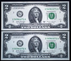 103 USA SUA 2X2 DOLLARS 2017 SERII CONSECUTIVE SR. 271-272 AUNC/UNC