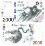 Coreea de Sud 2 000 2000 Won 2018 P-68a Jocurile Olimpice de Iarna 2018 Comemorativa UNC
