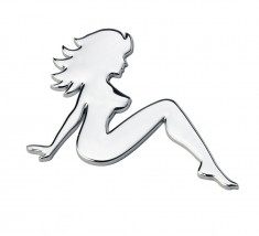 Ornament auto, Logo 3D Pin Up Girl 60X85Mm Chrome Kft Auto foto