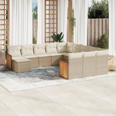 vidaXL Set canapele de grădină cu perne, 12 piese, bej, poliratan 3228263 foto