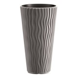 Ghiveci decorativ de flori, rotund, inalt, gri, 11/37 L, 34.9x62 cm, Sandy Slim, Prosperplast GartenVIP DiyLine