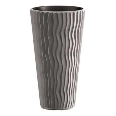 Ghiveci decorativ de flori, rotund, inalt, gri, 11/37 L, 34.9x62 cm, Sandy Slim, Prosperplast foto