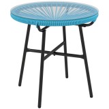 Outsunny Masă de cafea rotundă de grădină din rășină imit&acirc;nd rattanul metal și blat sticlă temperată &Oslash; 50 x 50H cm | Aosom Romania