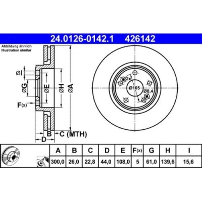 Set discuri frana fata ATE, Renault Scenic I Multi-Scop Vehicul (Mpv), 08.1999-07.10, Fata; puntea fata; Sistem de franare : hidraulic foto