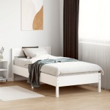 VidaXL Cadru de pat fără saltea, alb, 90x200 cm, lemn masiv pin