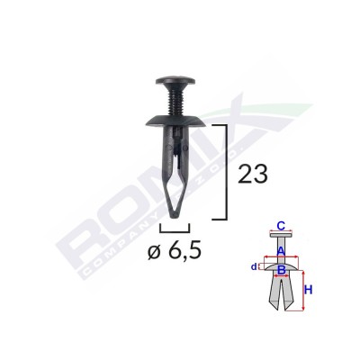 Clips Fixare Universal 6.5X23mm - Negru Set 10 Buc 134900 B14992-RMX foto