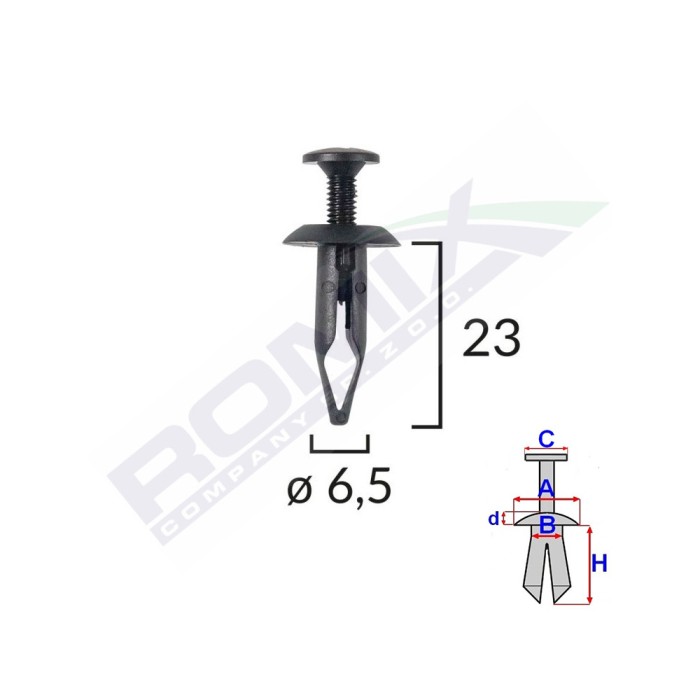 Clips Fixare Universal 6.5X23mm - Negru Set 10 Buc 134900 B14992-RMX