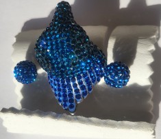 Originala bijuterie -set inel si cercei - argint cu cristale Swarovski albastre