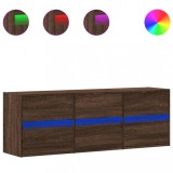 Cumpara ieftin Comoda TV de perete cu lumini LED, stejar maro, 130x31x45 cm