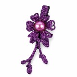 Cumpara ieftin Clema de par mov 5 x 2 cm, model floral metalizat, accesoriu elegant pentru coafuri, prindere rezistenta, 1 buc