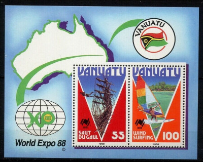 Vanuatu 1988 - Expo filatelic, navigatie, colita neuzata foto