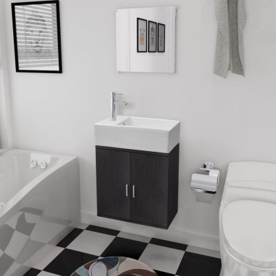 vidaXL Set mobilier baie format din 3 piese cu chiuvetă inclusă, Negru 272227 foto