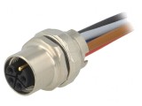 Soclu M12 PIN 5 Mamă cu Cabluri 63V 12A