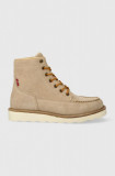 Cumpara ieftin Levi&#039;s cizme din piele intoarsa DARROW CHUKKA S femei, culoarea maro, cu toc plat, 235428.25