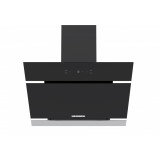 Hota decorativa HDCH-MD620RGBK, 60 cm, design Inclinata, 650 m3/h putere maxima, 4 trepte de viteza, 1 motor, control touch, Sticla neagra