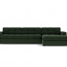 Coltar dreapta 4 locuri, Justin, Micadoni Home, BL, 236x160x72 cm, poliester, verde inchis