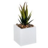 Planta decorativa in ghiveci de plastic, lumina led colorata in 3 nuante, 7,5 x 7,5 x 19 cm