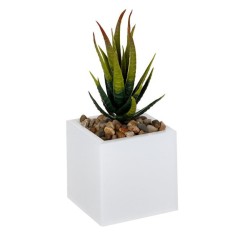 Planta decorativa in ghiveci de plastic, lumina led colorata in 3 nuante, 7,5 x 7,5 x 19 cm foto