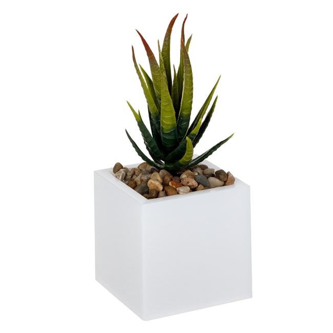 Planta decorativa in ghiveci de plastic, lumina led colorata in 3 nuante, 7,5 x 7,5 x 19 cm