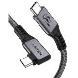 Cumpara ieftin Cablu USB4 Thunderbolt 4 XAOSUN, 40Gbps, PD3.1 240W, 8K 60Hz, unghi 90 grade, 180 cm, gri