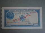 Bancnota 5000 lei 10 Octombrie 1944 Specimen Filigran Orizontal - UNC