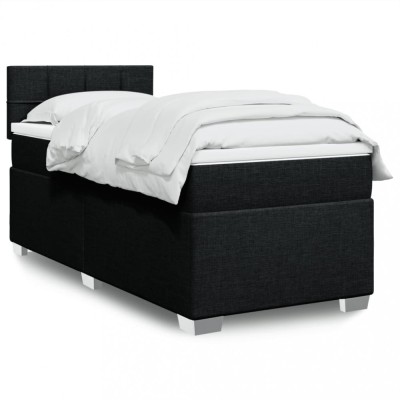 vidaXL Pat box spring cu saltea, negru, 90x190 cm, textil 3285745 foto