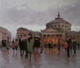 Vand pictura ,Ateneul, vechiul Bucuresti ,ulei panza