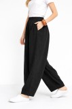 Women's Black Linen Blend Loose Fit Shalwar Trousers