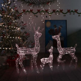 Decoratiune de Craciun familie reni 300 LED-uri alb cald acril GartenMobel Dekor, vidaXL